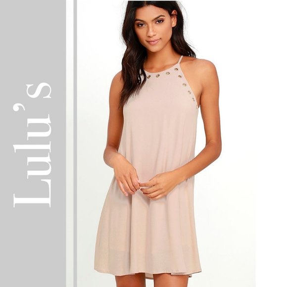Lulus Dresses & Skirts - Lulu’s Flawless and Grommet Beige Swing Dress